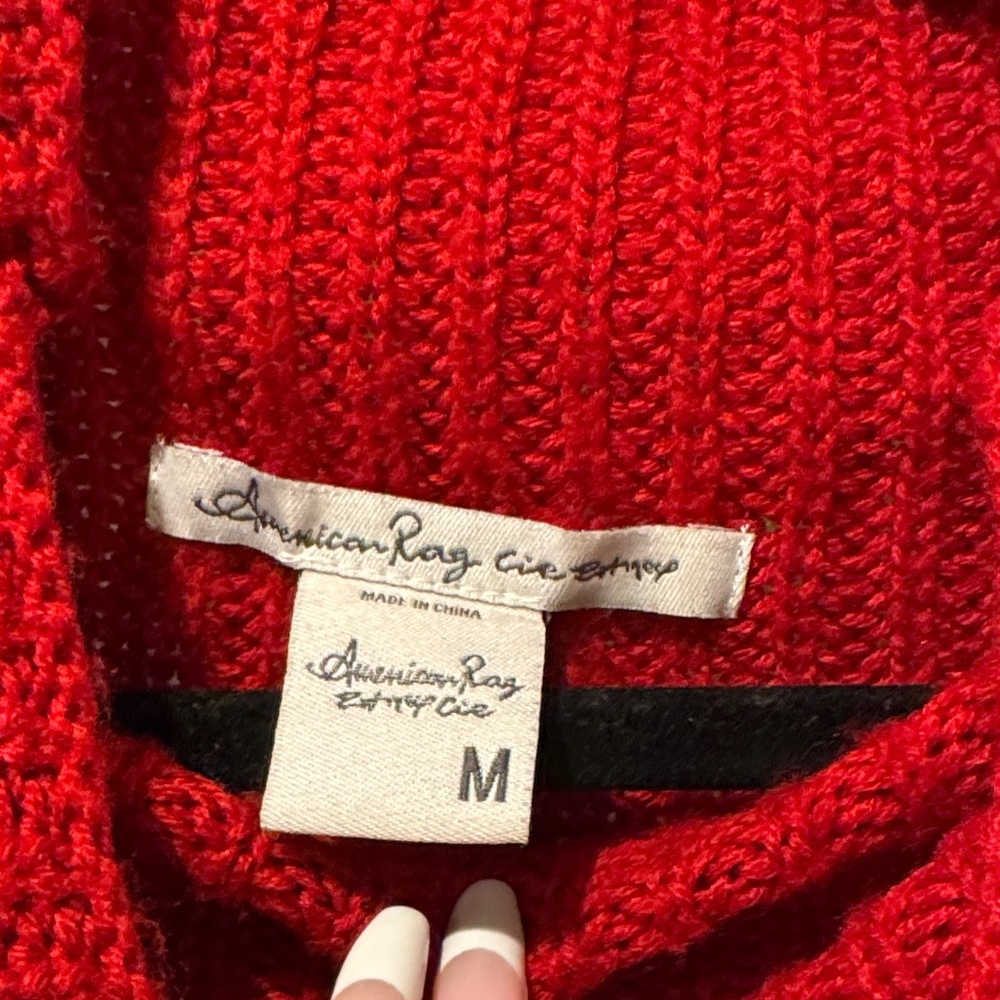 American Rag Red Cowl Neck Sweater - Picture 3 of 4